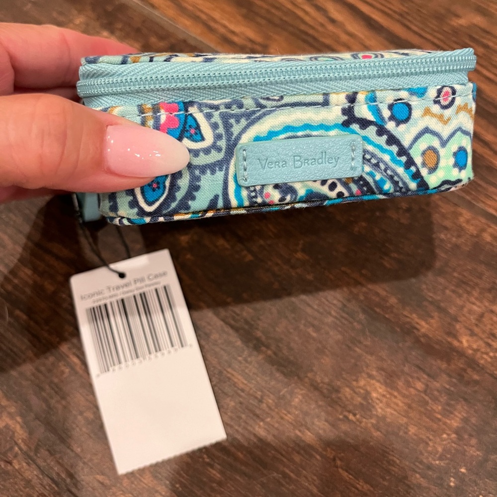 Vera Bradley Aqua and Navy Patterned Pill Case
